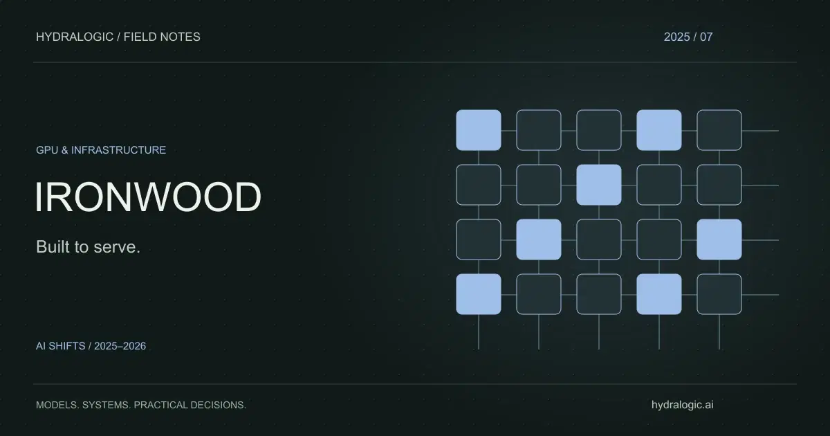 An original illustration of a connected grid of accelerator tiles serving a stream of requests.