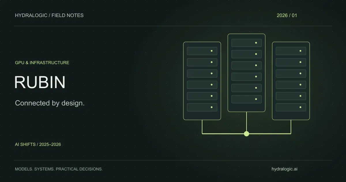 An original illustration of connected compute tiles forming a complete AI rack.